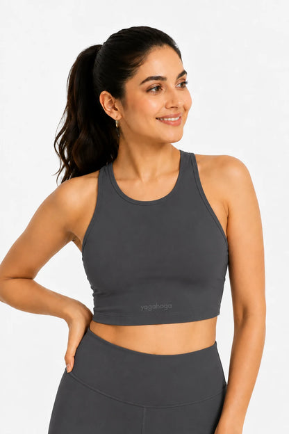 Charcoal Luxe Stretch Sports Bra