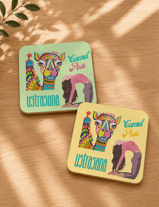 Camel Yoga Pose Coaster Set (2 Pcs)