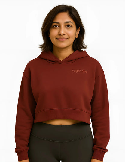 Bordeaux Bliss Premium Crop Hoodie